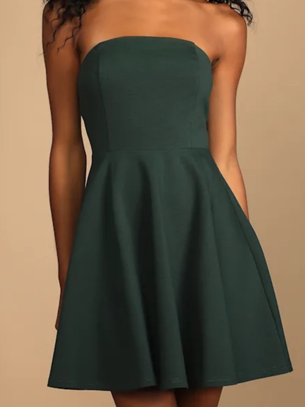 Lulus About a Twirl Emerald Green Strapless Skater Mini Dress Party Cocktail S